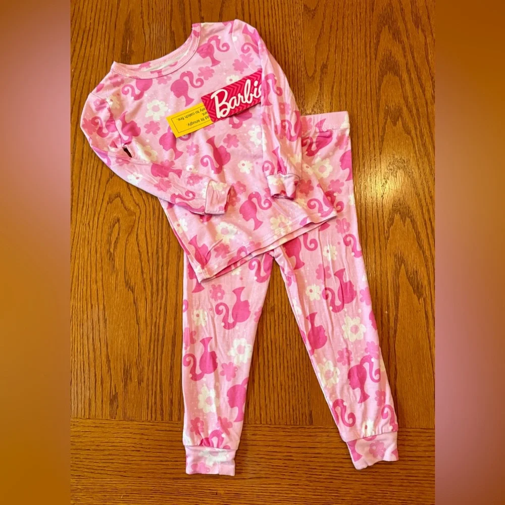 Barbie Pajama Set - Pink with Barbie Silhouette - NWT - 12M